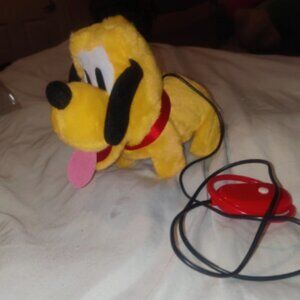 Mickey & Friends - 8” Disney Pluto Wired Leash Controlled Plush- Tested & Works!